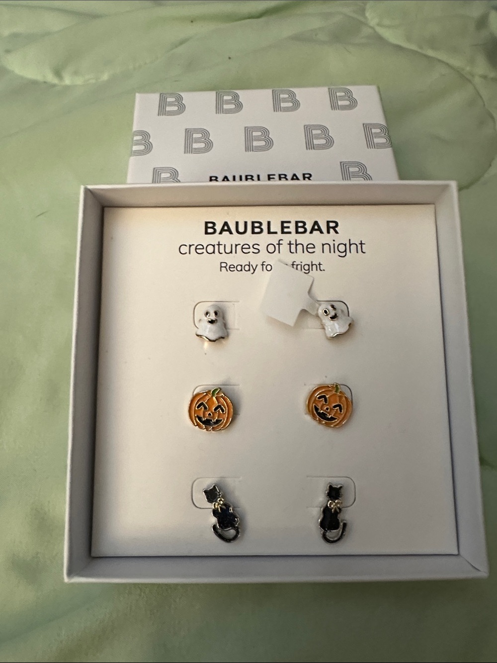BaubleBar Halloween Stud Trio - Orange, White, Black New